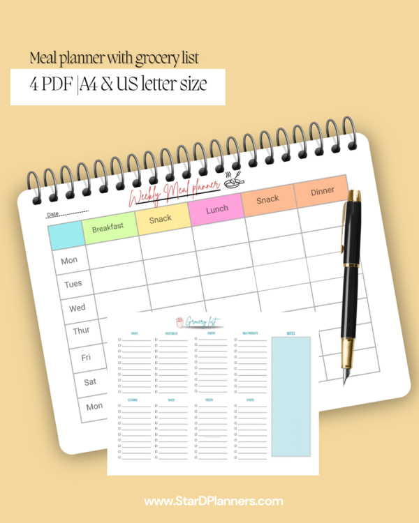 Meal planner printable pdf |digital download