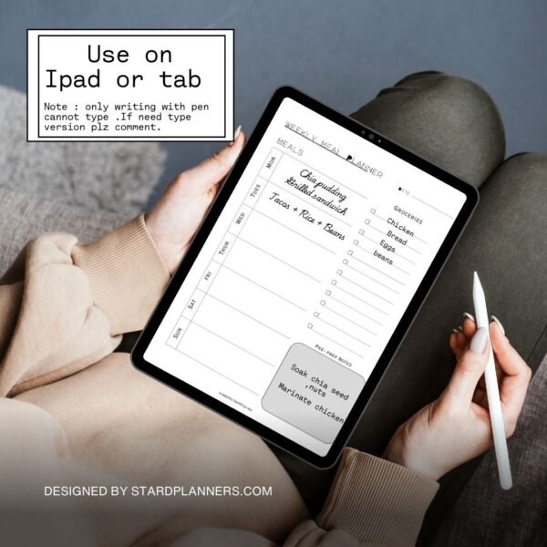 Minimalist Meal planner PDF | digital download pdf template